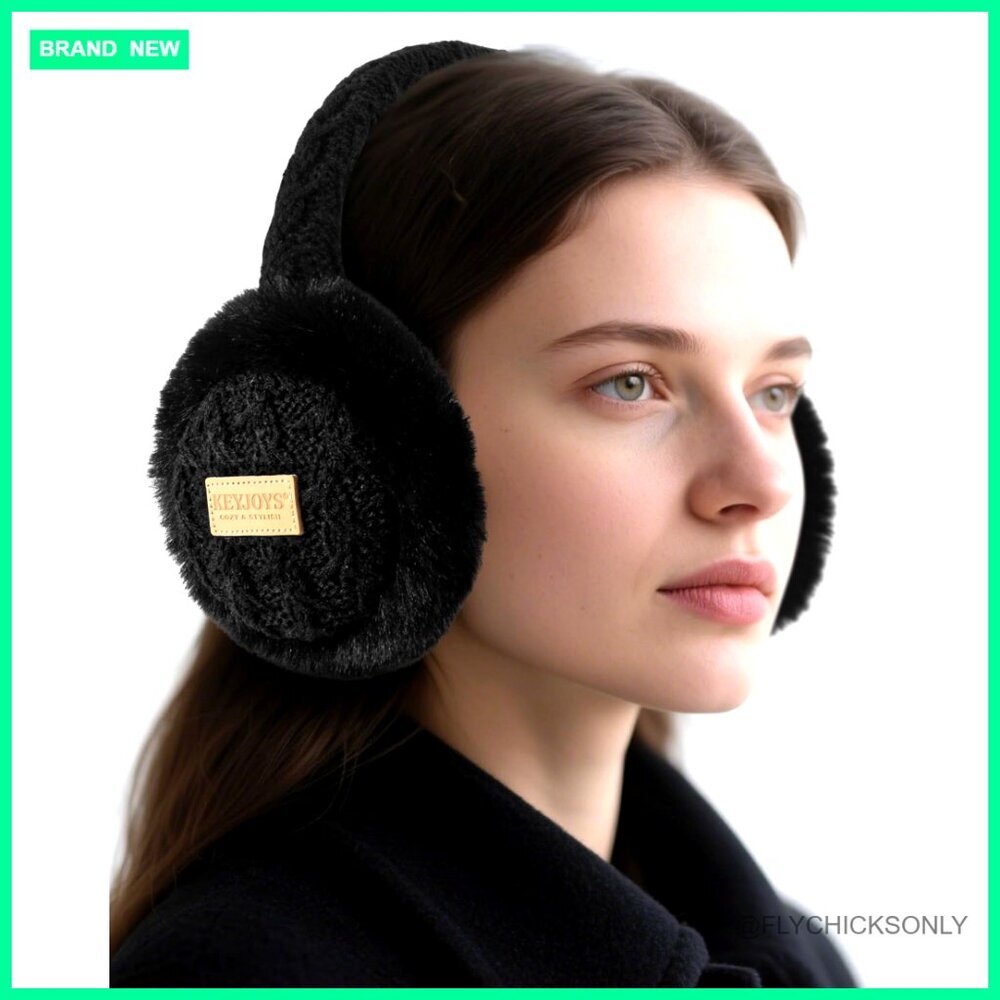 Adjustable Faux Fur Earmuffs, Foldable Winter Ear Warmers for Outdoor Activities